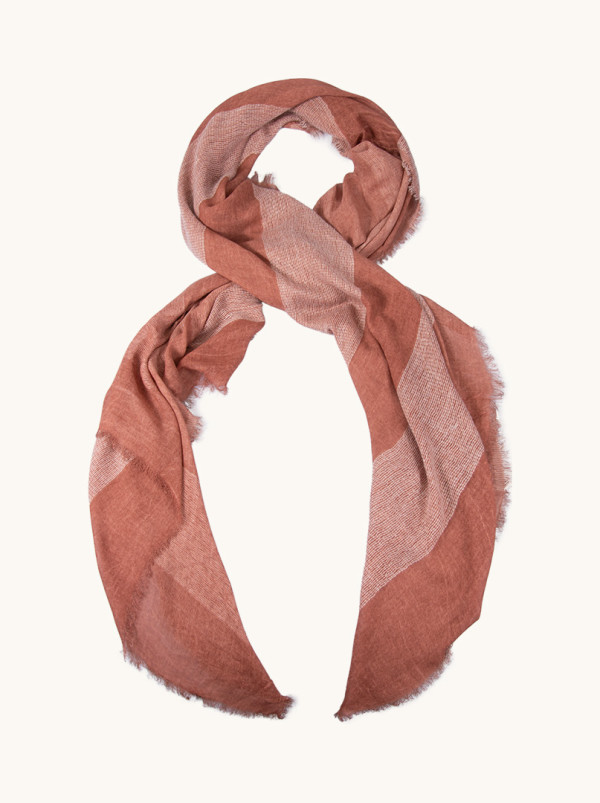 Light orange striped scarf 110 cm x 190 cm
