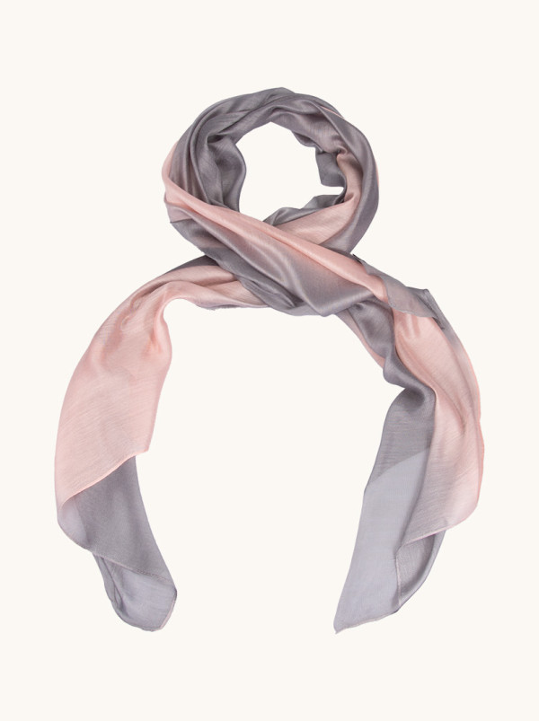 Evening shawl shaded pink-gray 80 cm x 190 cm