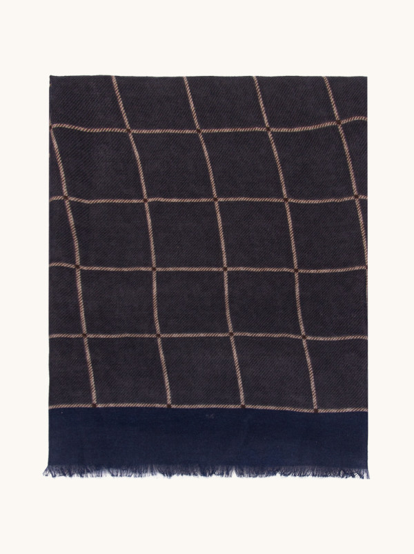 Ciepły szal w kolorze szarym w kratę 85cm x 190cm