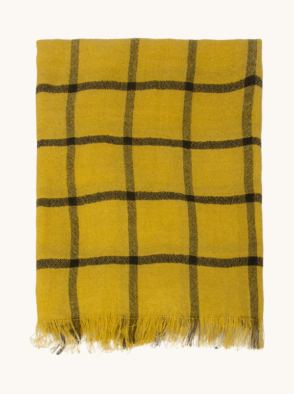 Warm yellow checkered scarf, 70cm x 210cm