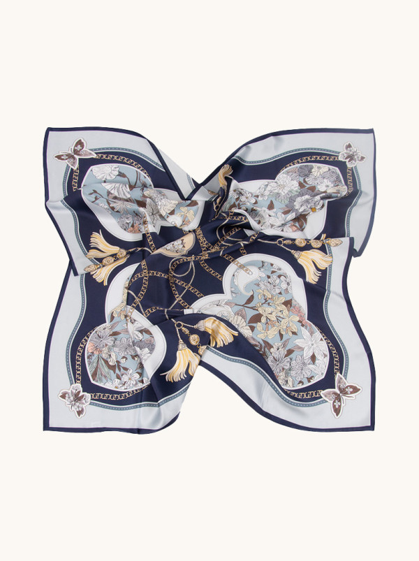 Apaszka jedwabna sekretny ogród  90 cm x 90 cm