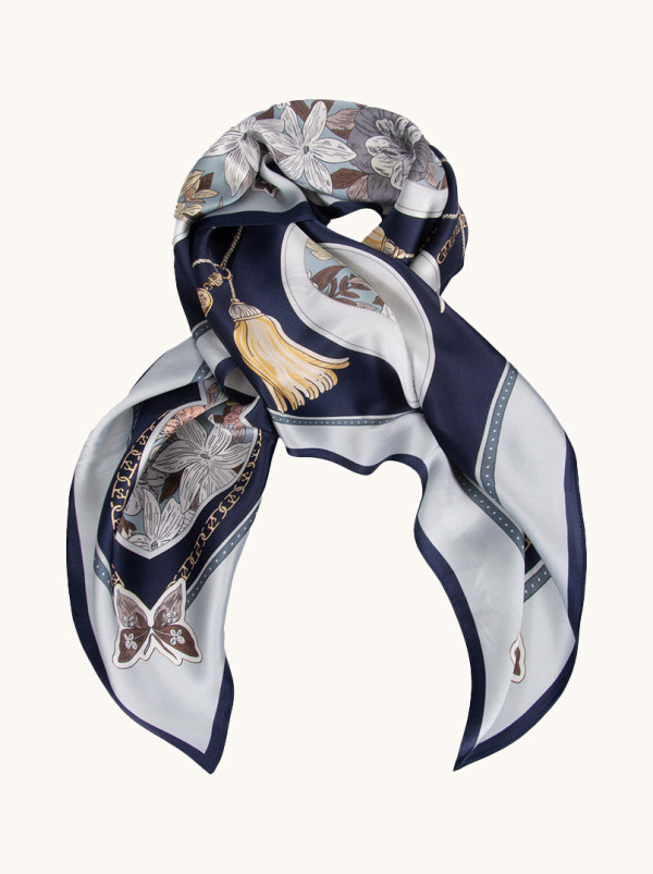 Apaszka jedwabna sekretny ogród  90 cm x 90 cm