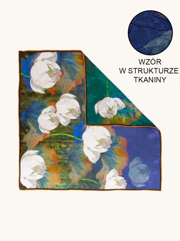 Apaszka jedwabna dwustronna fakturowany wzór Zmysłowy dotyk 65x65 cm