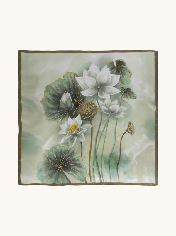 Jedwabna apaszka Szept Lotosu  68cm x 68cm