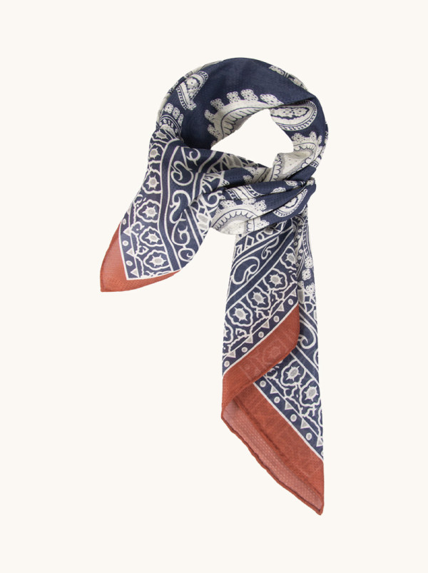 Apaszka damska z jedwabiu morwowego i bawełny paisley 65x65 cm