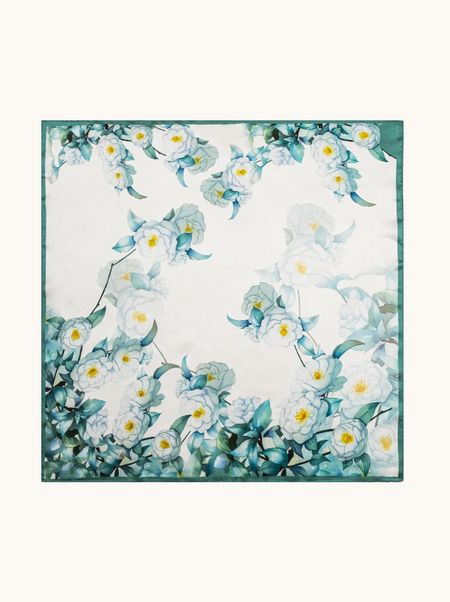 Apaszka jedwabna w kwiaty 70x70 cm