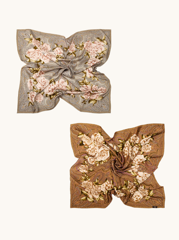 Duża chusta jedwabna ROSA DI SERA 110x110 cm PREMIUM