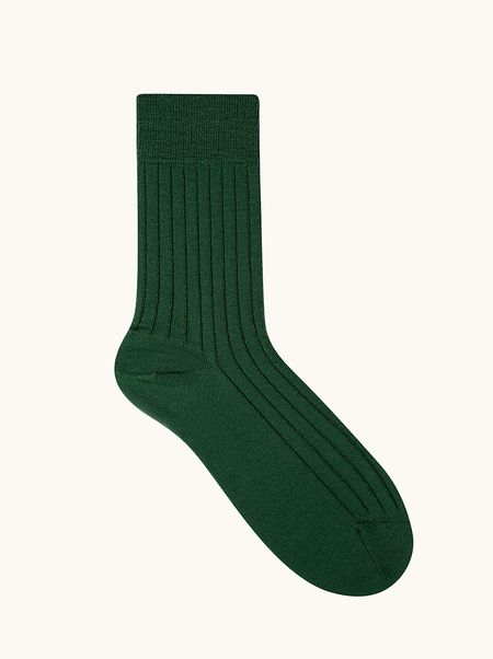 Skarpety z wełny merino zielone PREMIUM MERINO WOOL  ciepłe, w prążek