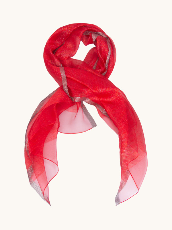 Elegant red evening scarf made of wool and silk