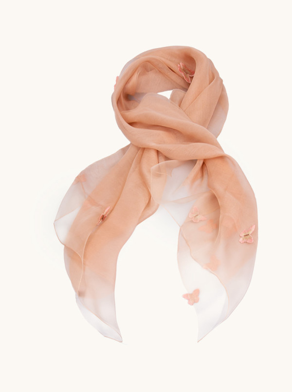 Wool and silk evening scarf with butterflies