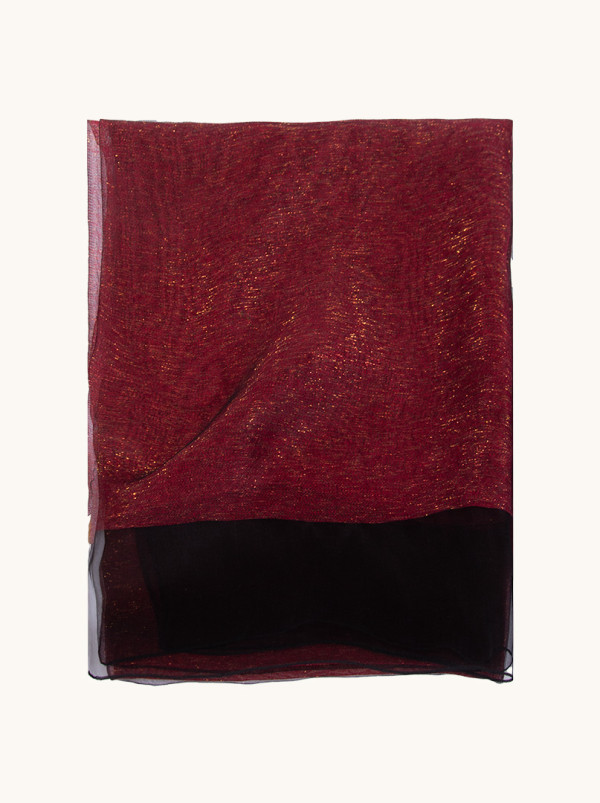 Burgundy evening scarf with shiny thread, 72cm x 190cm