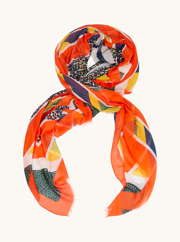 Barwny szal z artystycznym wzorem 90cm x 180cm