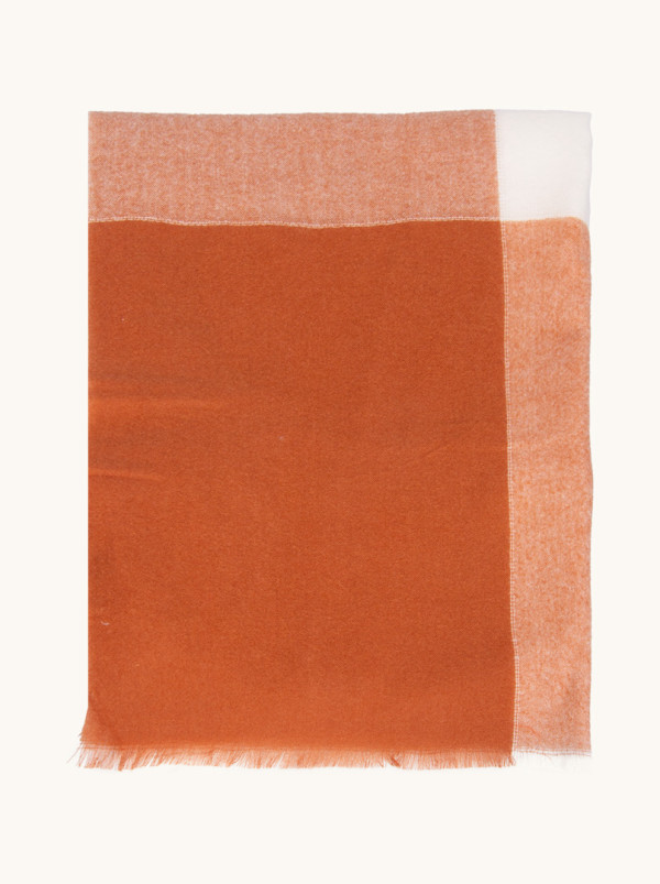 Wool scarf in shades of white and orange, 70cm x 200cm