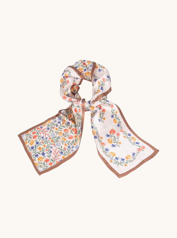 Wąska apaszka dwustronna Łąkowa delikatność 15 cm x 145 cm