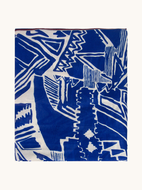 Boho style scarf with geometric shapes 90 cm x 200 cm