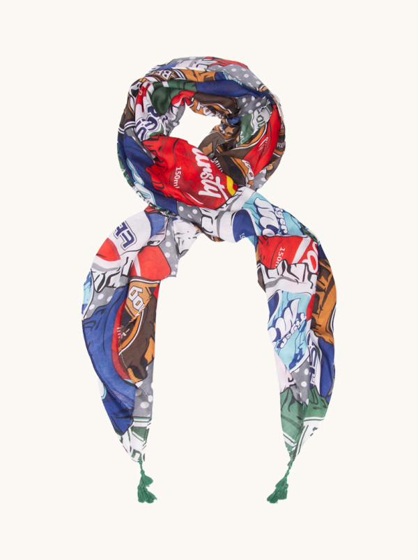 light boho scarf with bottle cap motif 90 cm x 190 cm