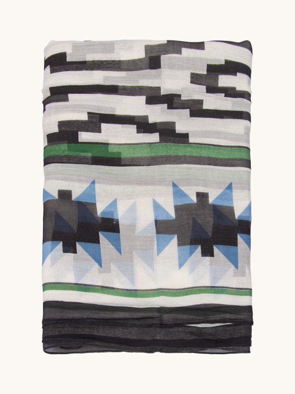 Thin scarf with geometric pattern 120 cm x 200 cm