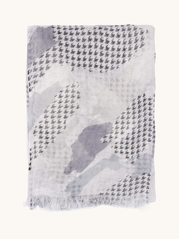 Openwork linen scarf in houndstooth pattern 60cm x 180cm.