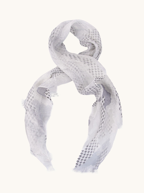 Openwork linen scarf in houndstooth pattern 60cm x 180cm.