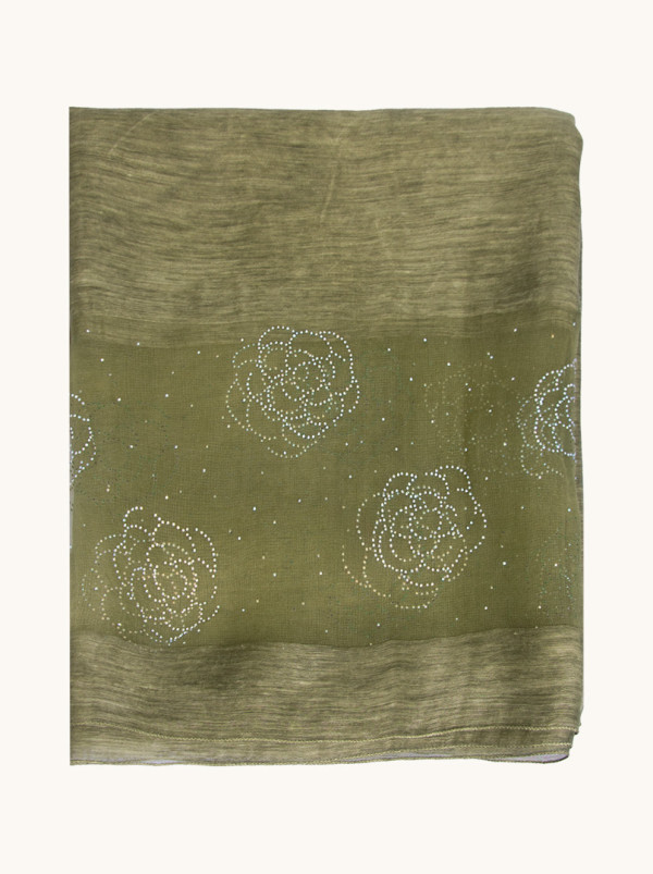 Evening silk scarf with decorative appliqué 90 cm x 180 cm.