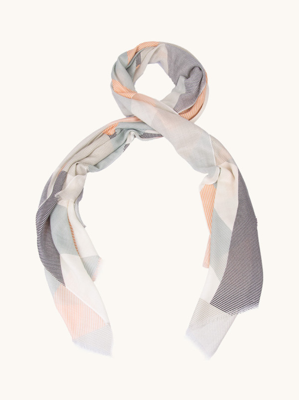 Szal 100% wełna geometryczny minimalizm 95 cm x 210 cm 