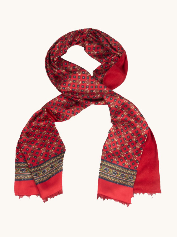 Ekskluzywny szal męski  czerwony w orientalny wzór 26x168 cm