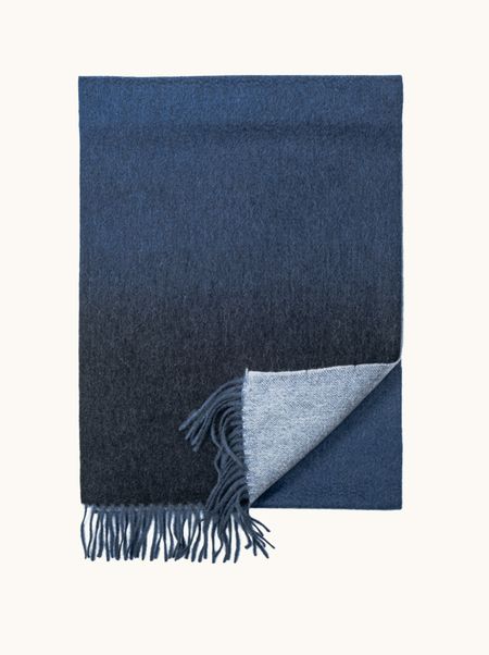 Kaszmirowy szal cieniowany granatowo grafitowy 32x170 cm PREMIUM