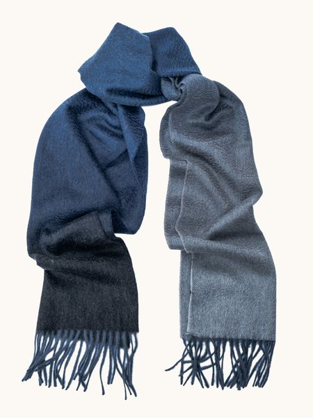 Kaszmirowy szal cieniowany granatowo grafitowy 32x170 cm PREMIUM