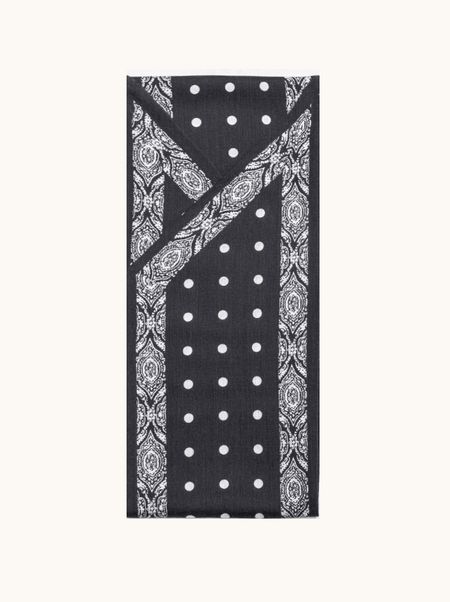 Szal dwustronny kaszmir z jedwabiem w grochy SILENZIO 16x145 cm PREMIUM