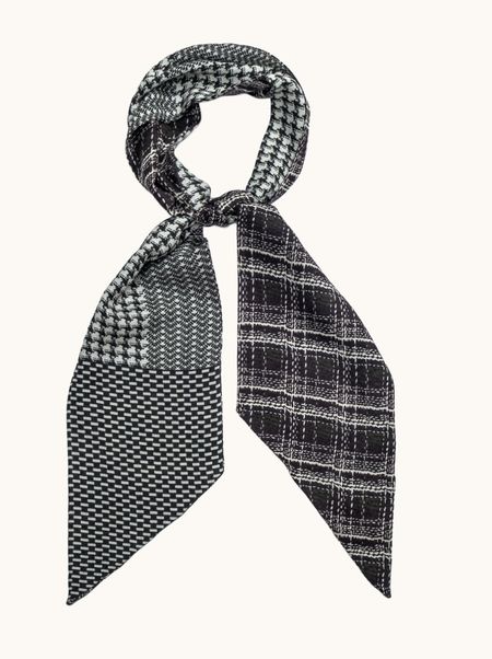 Szal dwustronny kaszmir z jedwabiem w graficzny wzór RITMO 16x145 cm PREMIUM