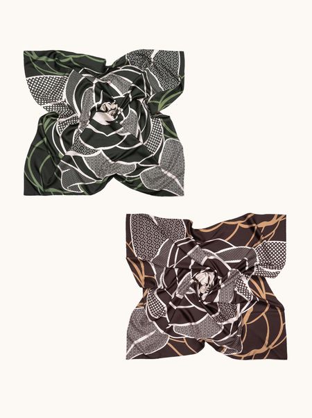 Duża chusta jedwabna dwustronna w róże NERIVA 106 x106 cm PREMIUM