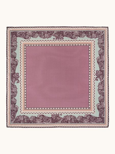 Apaszka wełna 100% różowa we wzory 90x90 cm