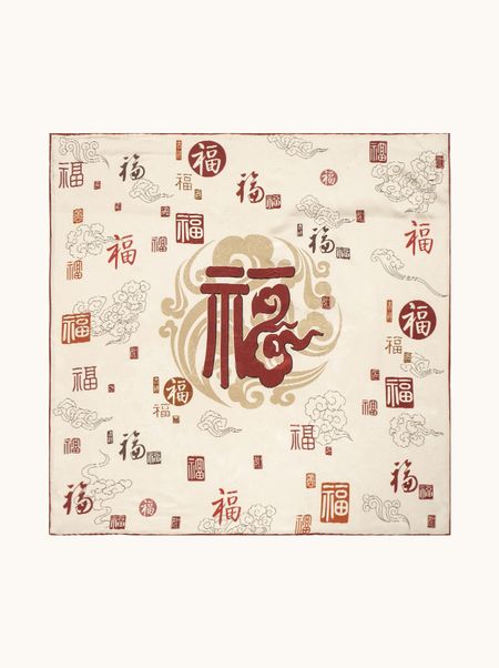 Apaszka jedwabna dwustronna z chińskim motywem graficznym 65x65 cm