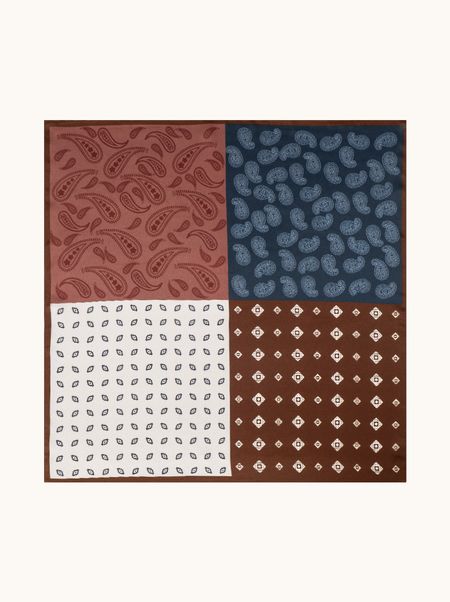 Apaszka jedwabna patchworkowa z motywem paisley 70x70 cm