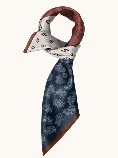 Apaszka jedwabna patchworkowa z motywem paisley 70x70 cm