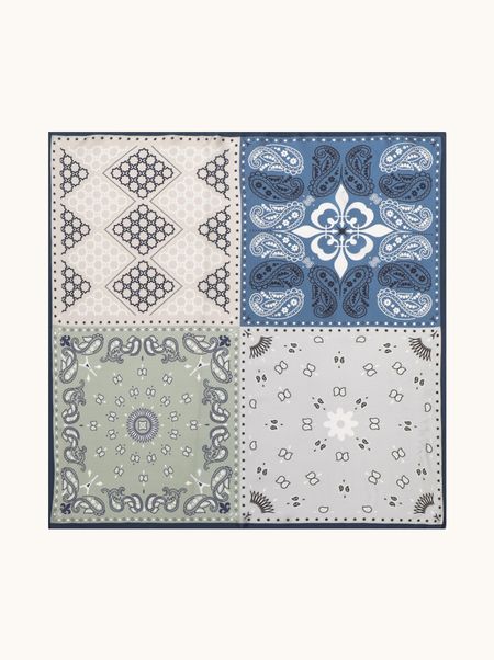 Apaszka jedwabna patchworkowa z motywem paisley 70x70 cm