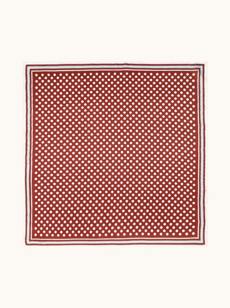 Apaszka jedwabna czerwona w groszki 70x70 cm