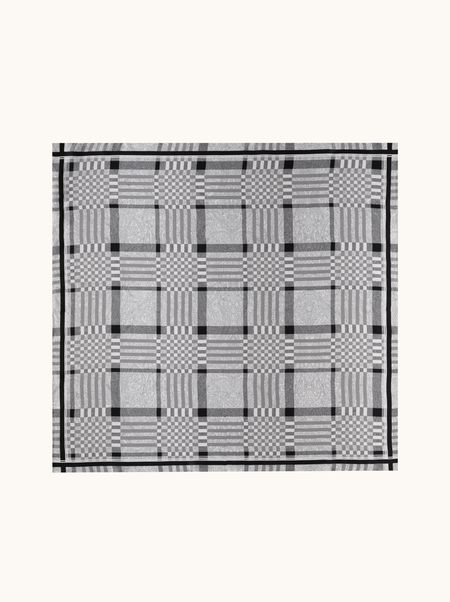 Grey checked silk scarf 70x70 cm