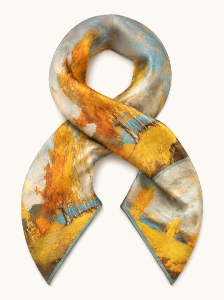 Silk scarf with artistic motif 90x90 cm