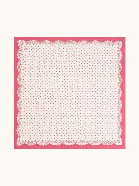 Apaszka bawełniana biała w różowe groszki 65x65 cm
