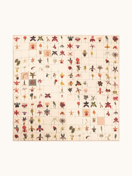 FLORA Wool and Silk Scarf, 65x65 cm