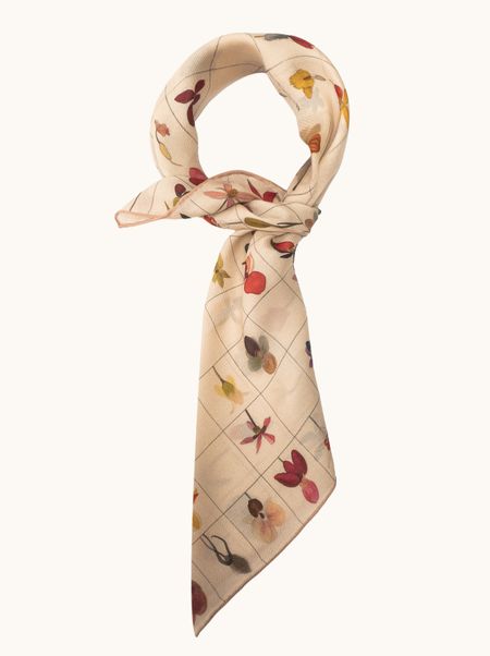 FLORA Wool and Silk Scarf, 65x65 cm