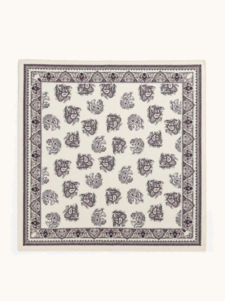 Apaszka jedwabna kremowa w paisley 90x90 cm
