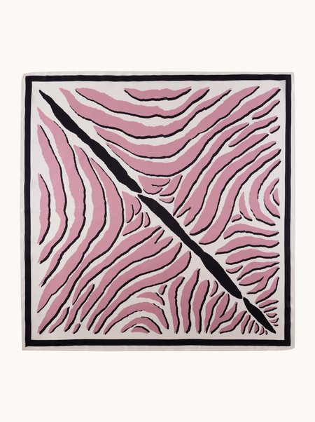 Pink Silk Scarf with Patterns, 70x70 cm
