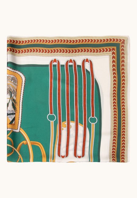 Silk equestrian-style scarf, 90x90 cm