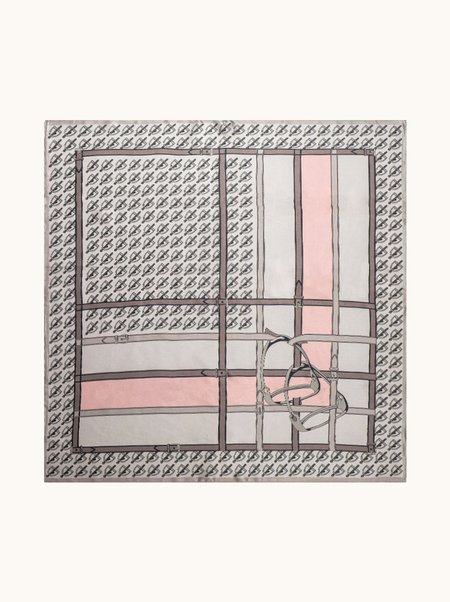 Apaszka jedwabna różowa we wzór geometryczny 90x90 cm