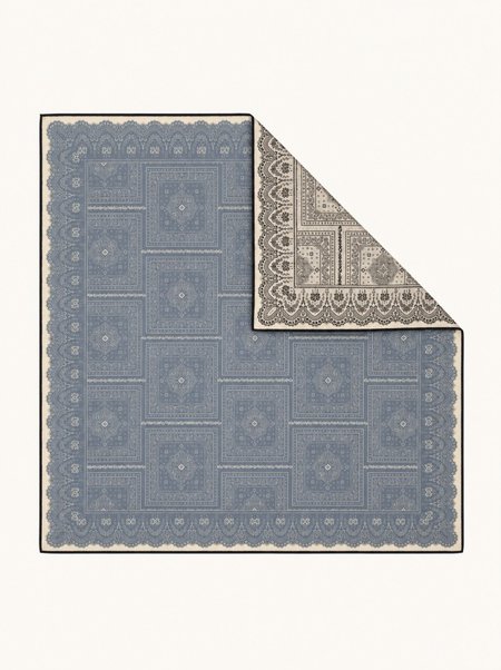 Blue wool and silk scarf, 90x90 cm