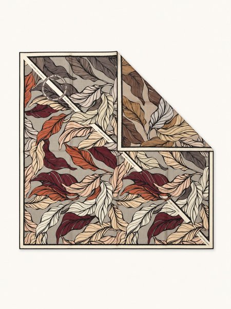 Wool and silk scarf with a floral pattern, 90x90 cm