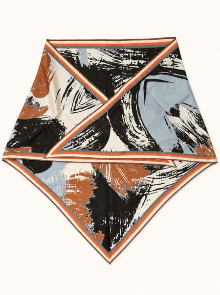 Triangular wool-and-silk scarf with an artistic motif, 120x200 cm
