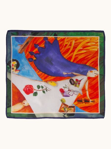 Apaszka jedwabna z artystycznym motywem 53x53cm 